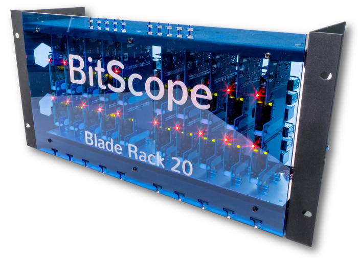 BitScope Blade Rack 20, Power & Mounting for 20 Raspberry Pi (Raspberry Pi not included).